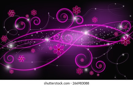 Black Background Flowers Stars Stock Vector (Royalty Free) 266983088 ...