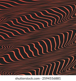 Black Background with Flowing Interference Lines oStripe on Red Gradient