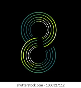 black background, in the form of numbers, with shiny color gradations