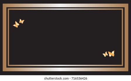 Black background with frame and butterflies.