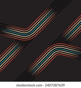 Black background with geometric lines pattern different colors