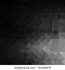 Black background. Geometric style. Mesh of triangles. Mosaic template for your design. Dark space.