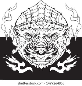With a black background with a giant silver head