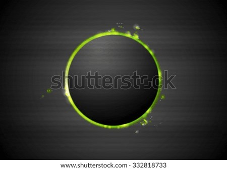 Black background with glow green light. Vector design