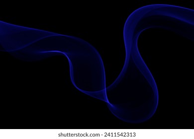 Black background with glowing abstract wave. Mystical wallpaper for poster, banner, website, flyer, presentation.
