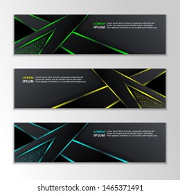Black Background with Glowing neon promotion banner template, modern design, corporate business advertising