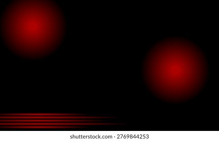 Black background with glowing red light accents, creating a bold and modern vector design.