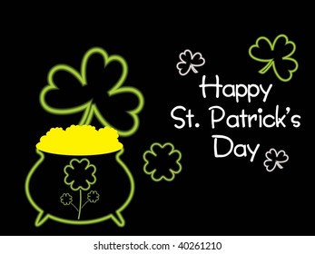 black background with gold coins earthenware, shamrock