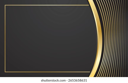 Black background with gold curve lines for luxury certificate