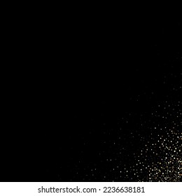 Black background with gold glitter confetti.Abstract background festive design element.