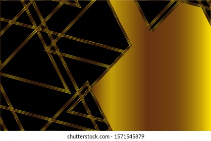 Black background with gold inserts and gold canvas. Vector abstraction.