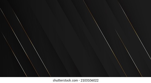 Black background with gold line, luxury line background concept.