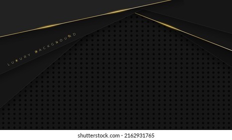 Black background with gold line with simple paper cut in luxury concept design