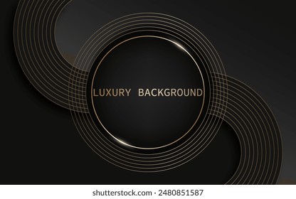 Ein schwarzer Hintergrund mit goldenen Linien und einem Kreis in der Mitte. Der Kreis trägt die Aufschrift Luxushintergrund