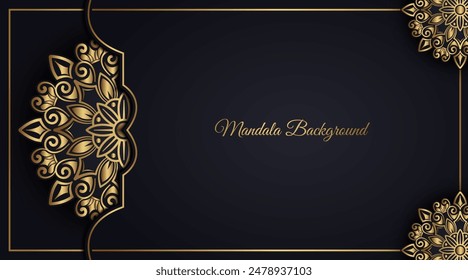 black background, with gold mandala ornaments