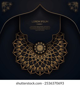 Black background with gold mandala ornaments