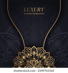 Black background with gold mandala ornaments