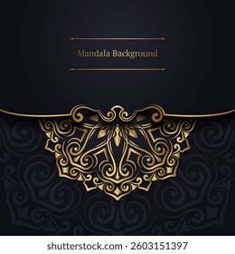 Black background with gold mandala ornaments