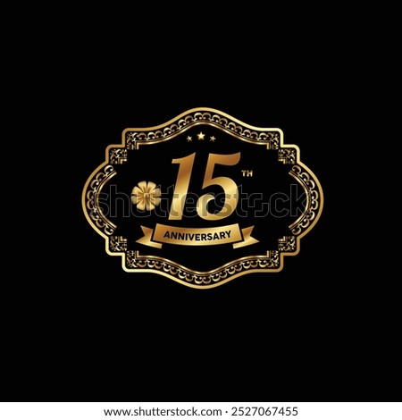 a black background with a gold plaque that says the number 15.