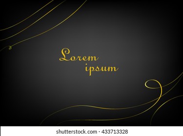 Black background with gold ribbons