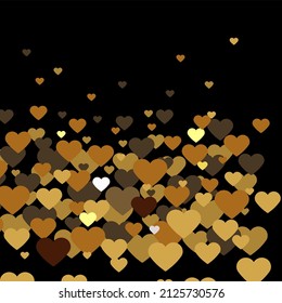 Black background gold silver bronze yellow hearts rain waves vector
