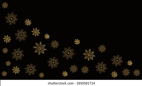 black background, with gold snowflake design