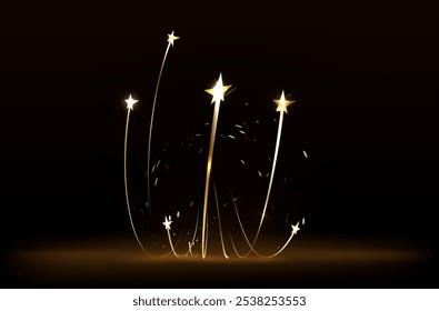 Black background with a gold stars. Vector illustration
