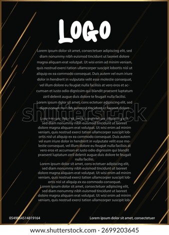 Black  background  with gold  streaks and lines flyer template with  a gold border
