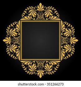 Black background with gold vintage ornament.