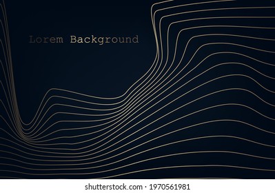 Black background and gold wave. Luxury item. Vector illustration
