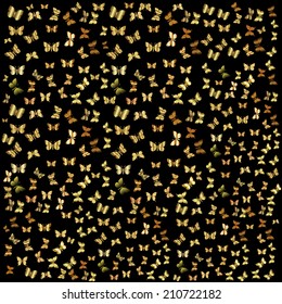 black background with golden butterflies 