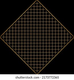Black background with golden grid. Vector illustration.