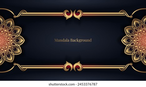 Black background with golden mandala ornament