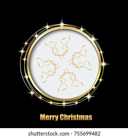 Black background with golden snowflakes and space for text.
