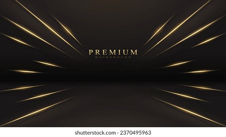 Black background and golden straight lines and light effects. modern luxury