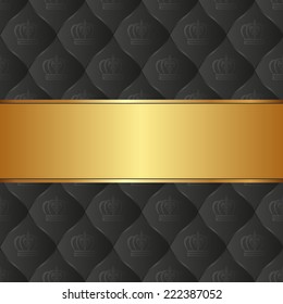 black background with golden tape and crowns