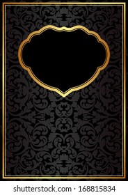 black background with golden vintage frame