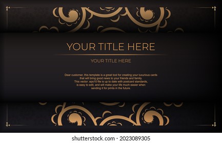 Black background gorgeous vector mandala patterns with vintage ornaments and place for your design. Template for print design invitation card with mandala ornament.