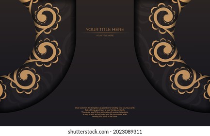 Black background gorgeous vector mandala patterns with vintage ornaments and place for your text. Invitation card design with mandala ornament.