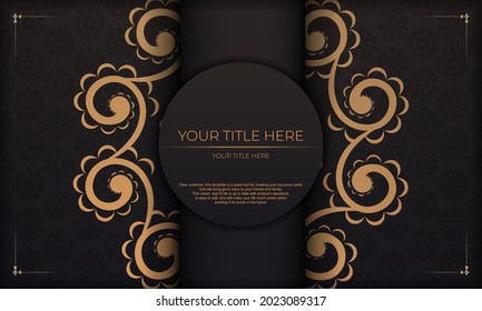 Black background gorgeous vector mandala patterns with vintage ornaments and place for your design. Template for print design invitation card with mandala ornament.