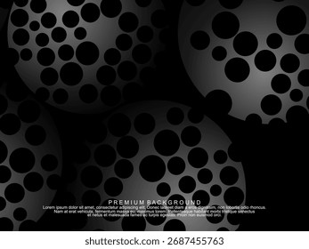 Fundo preto com gradiente preto 3D padrão de bola abstrata com textura de buraco, adequado para temas de tecnologia digital, moderno, etc.