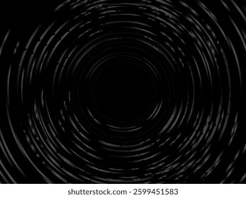 Black background with gradient black circle pattern. Simple circular pattern of gradient black lines on black background suitable for technology, digital, websites, etc.