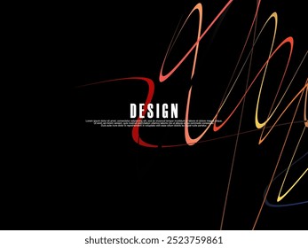 Black background with gradient colorful ribbon pattern. Black background with modern graffiti pattern.