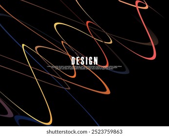 Black background with gradient colorful ribbon pattern. Black background with modern graffiti pattern.