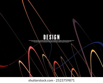 Black background with gradient colorful ribbon pattern. Black background with modern graffiti pattern.