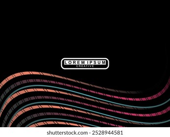 Black background with gradient colorful ribbon pattern. Black background with modern graffiti pattern.	