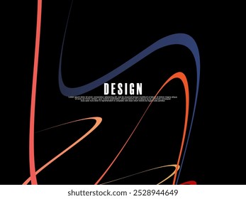 Black background with gradient colorful ribbon pattern. Black background with modern graffiti pattern.	