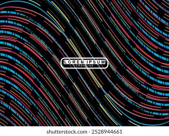 Fondo negro con patrón de cinta de colores degradados. Fondo negro con el patrón de graffiti moderno.	