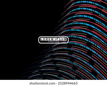 Black background with gradient colorful ribbon pattern. Black background with modern graffiti pattern.	