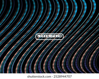 Black background with gradient colorful ribbon pattern. Black background with modern graffiti pattern.	